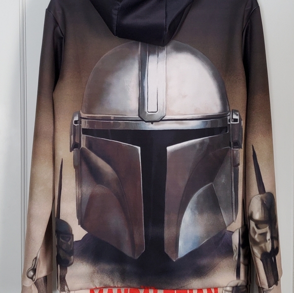 Star Wars The Mandalorian Pullover Hoodie All-Over Print Soft Medium - Picture 2 of 3